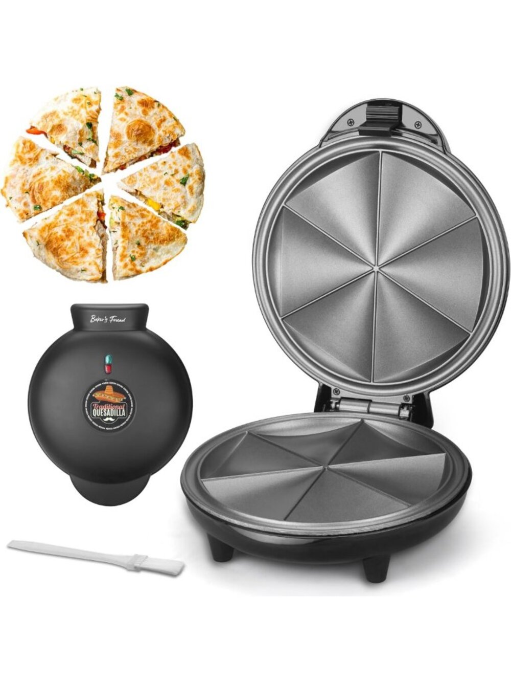 Electric Quesadilla Maker, 9.5-Inch Non-Stick, Easy Slice Wedge, Grilled Cheese